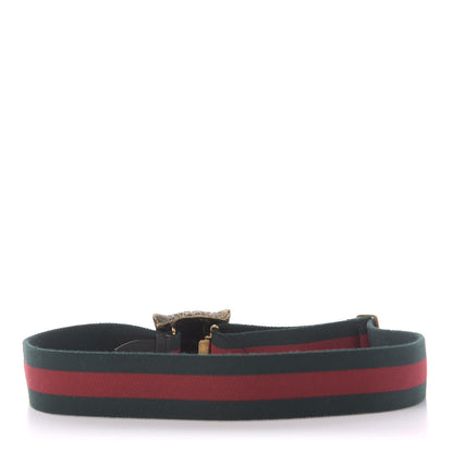 Gucci Web Feline Buckle Belt 80 32 Green Red 2 of 5