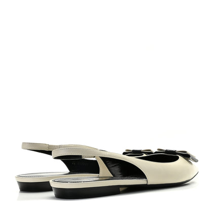 Saint Laurent Patent Smooth Lambskin Anais Slingback Flats 39.5 Navy Pearl 4 of 11