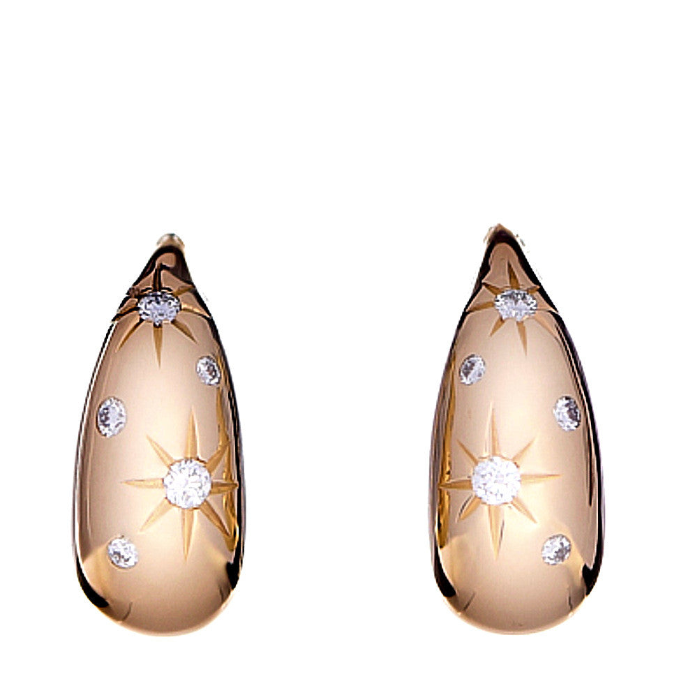 18K Yellow Gold Diamond Pure Form Pod Earrings