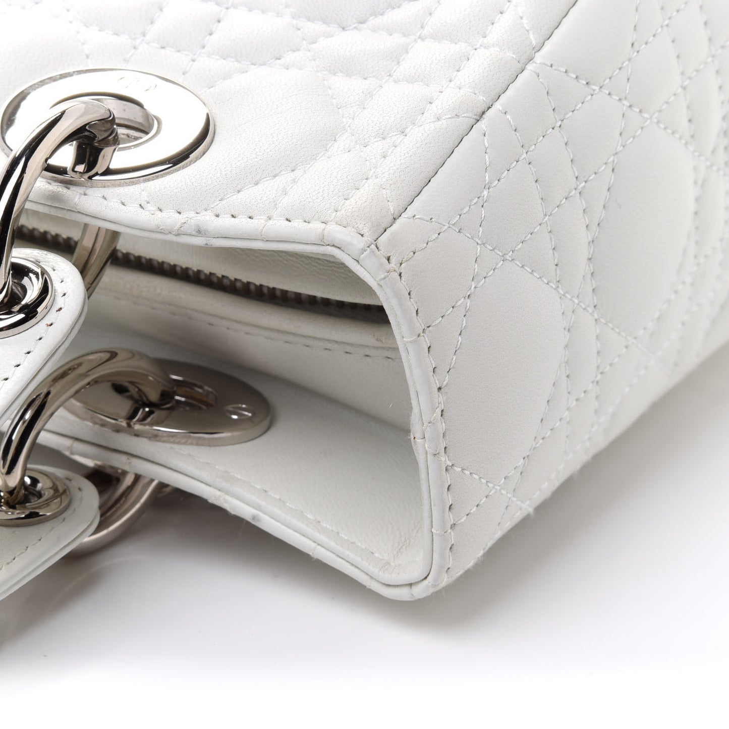 Lambskin Cannage Medium Lady Dior White