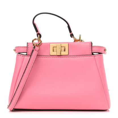Fendi Shiny Nappa Micro Peekaboo Iconic Satchel Rosa Fluo 1 of 9