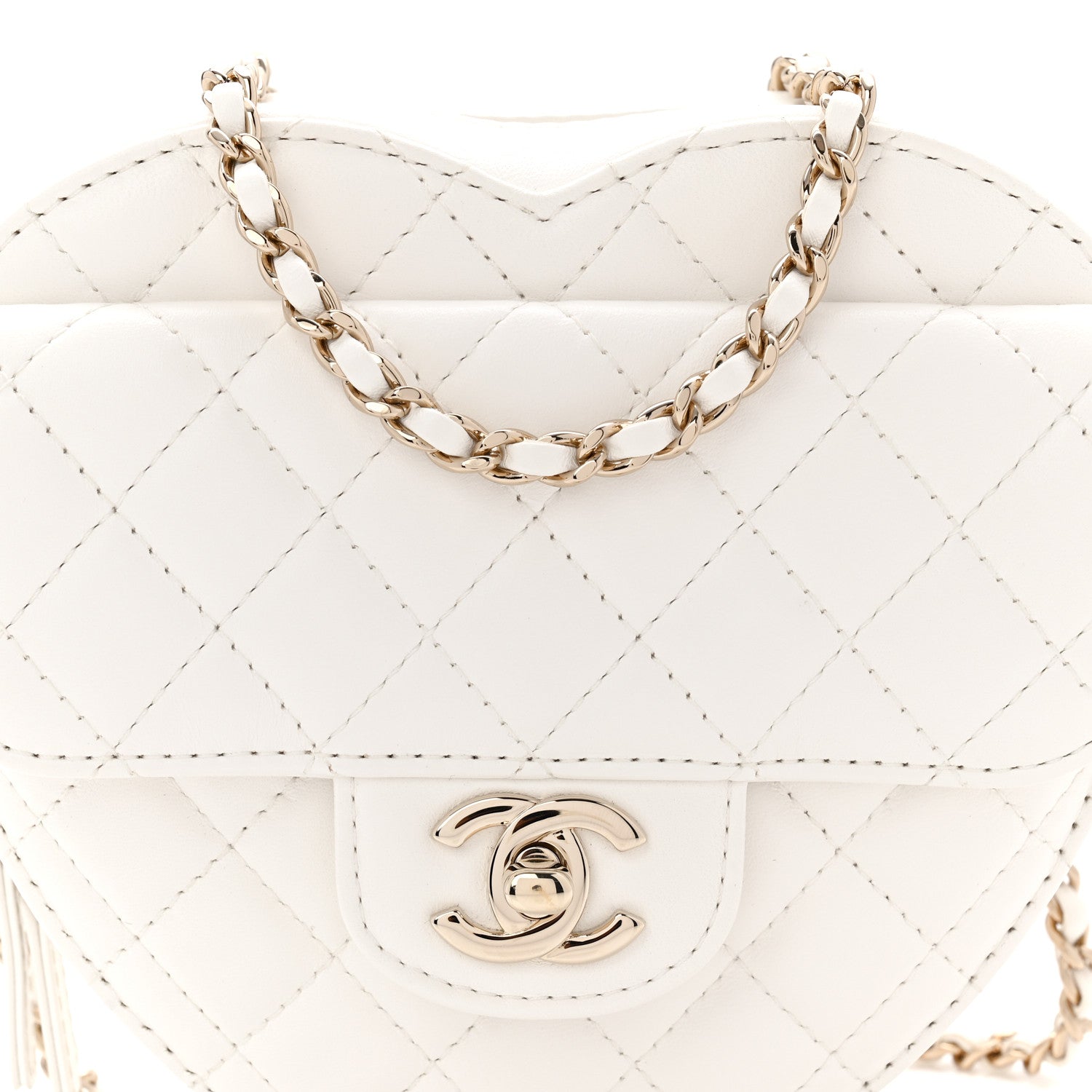 Chanel Lambskin Quilted CC In Love Heart Bag White 8 of 10