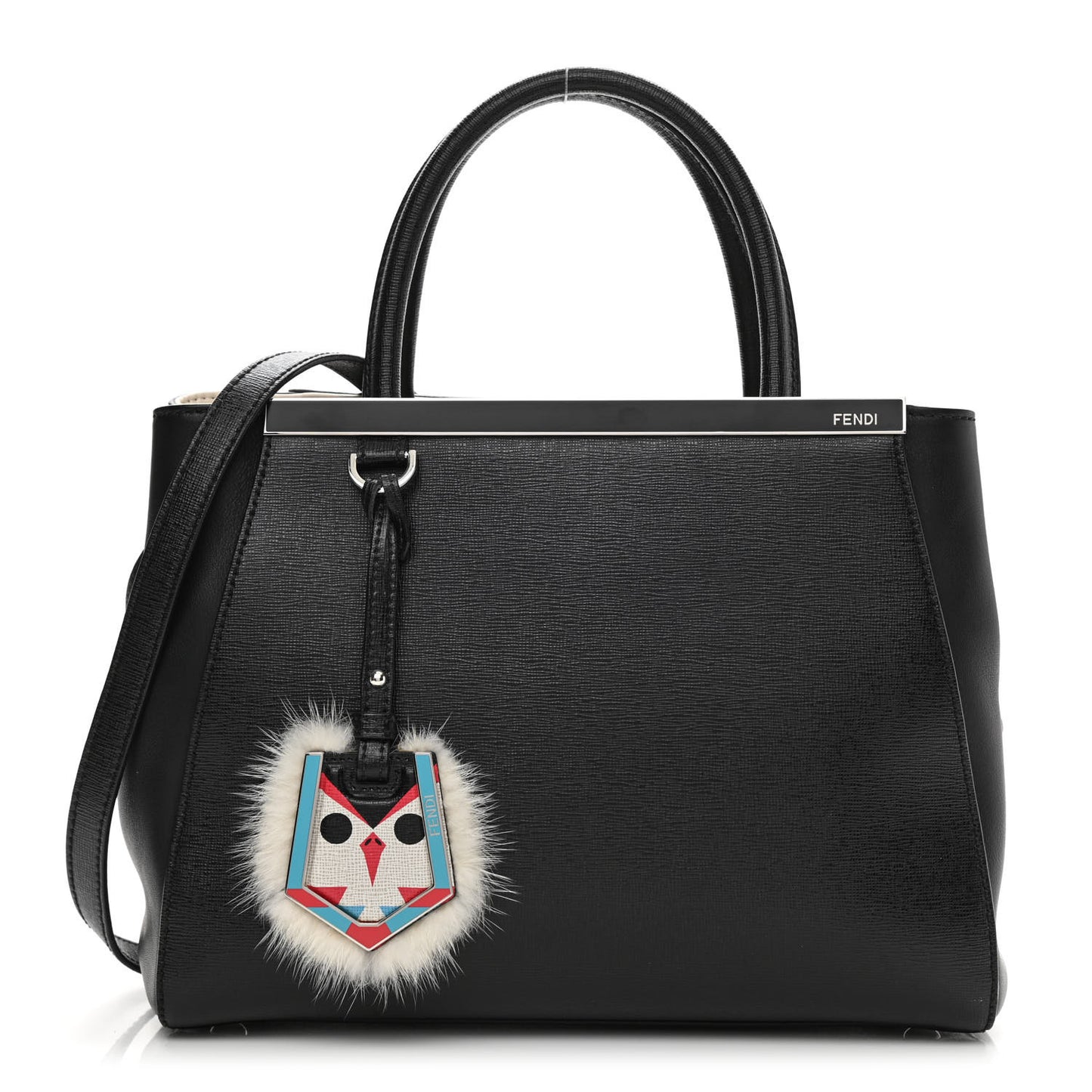 Vitello Elite Flamingo Mink Monster Charm Petite 2Jours Tote Black Multicolor