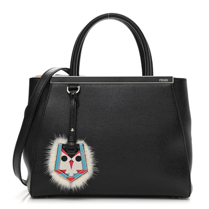Fendi Vitello Elite Flamingo Mink Monster Charm Petite 2Jours Tote Black Multicolor 1 of 13