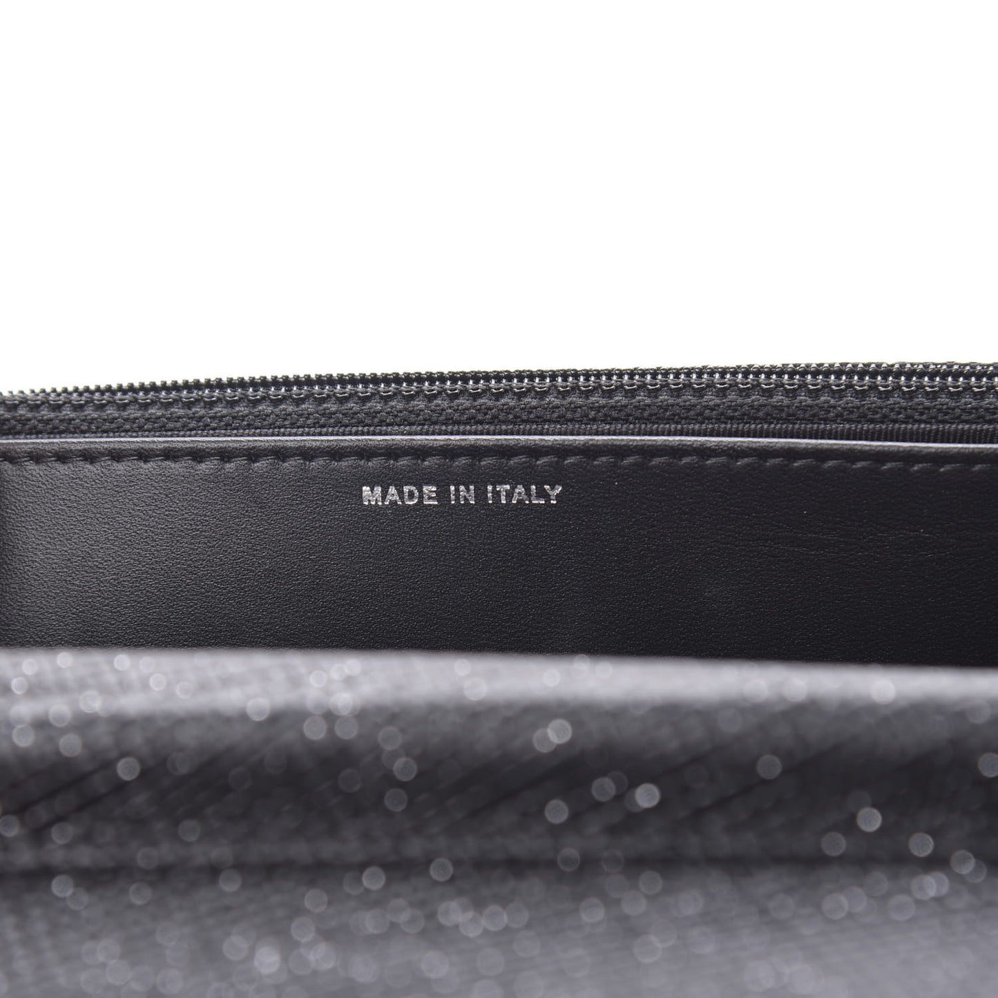 Glitter Calfskin Quilted Wallet on Chain WOC Black Silver
