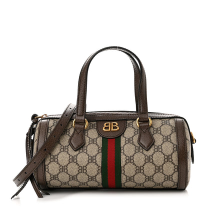 Gucci X BALENCIAGA BB Supreme Monogram Web Small Ophidia Boston Bag Beige New Acero 1 of 11
