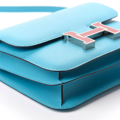 Hermes Epsom Constance 18 Bleu Du Nord Rouge De Coeur 6 of 11