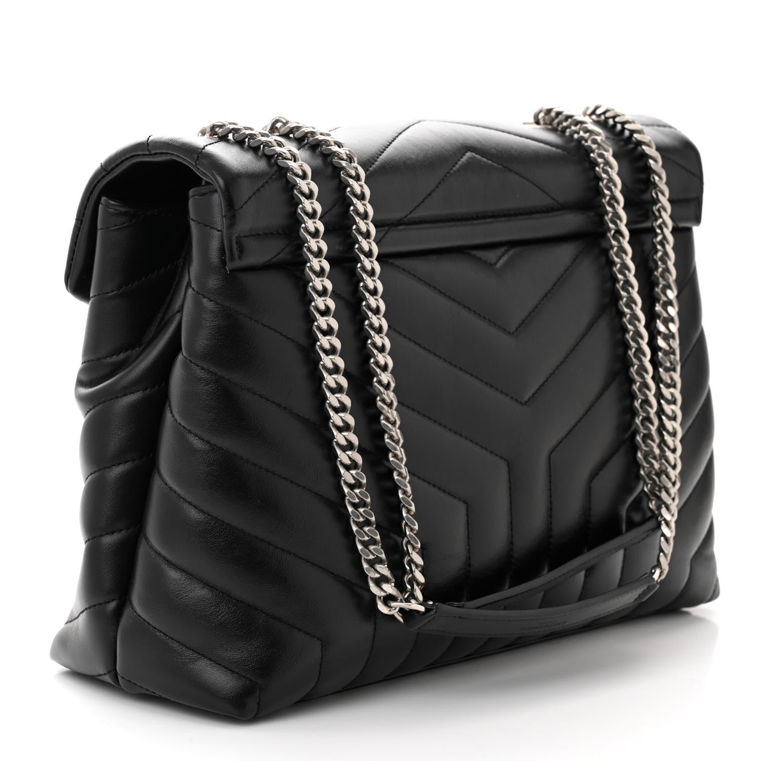 Saint Laurent Calfskin Y Quilted Monogram Medium Loulou Chain Satchel Black 3 of 10
