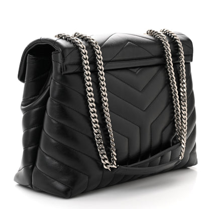 Saint Laurent Calfskin Y Quilted Monogram Medium Loulou Chain Satchel Black 3 of 10