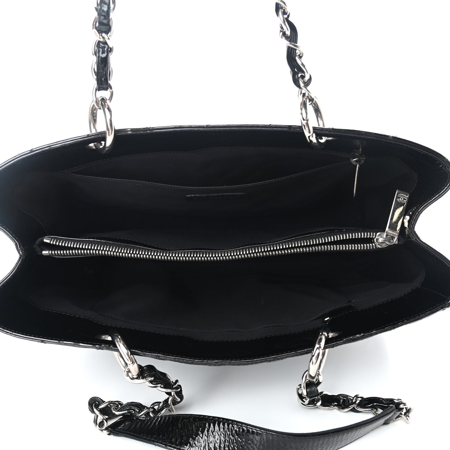 Patent Quilted Grand Shopping Tote GST Black
