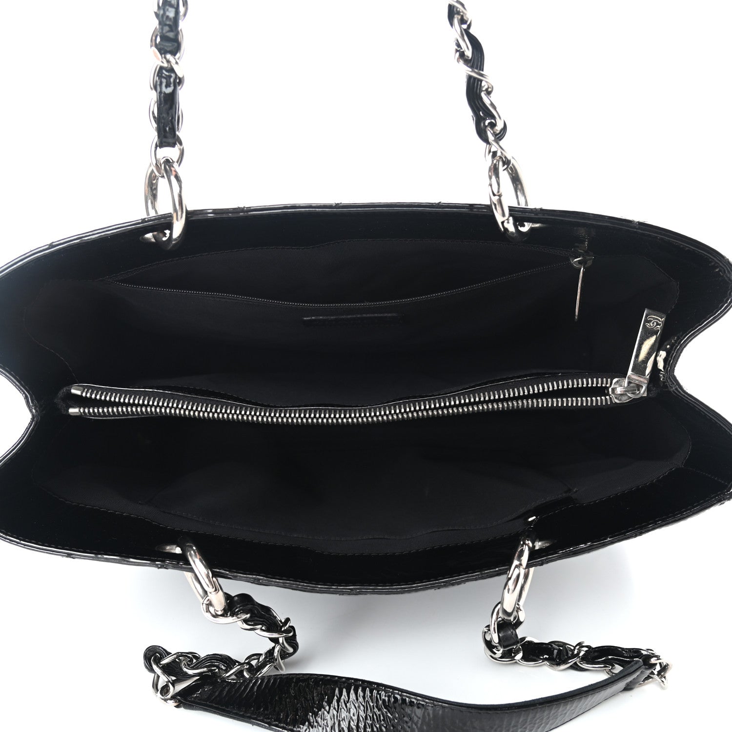 Chanel Patent Quilted Grand Shopping Tote GST Black 4 of 10