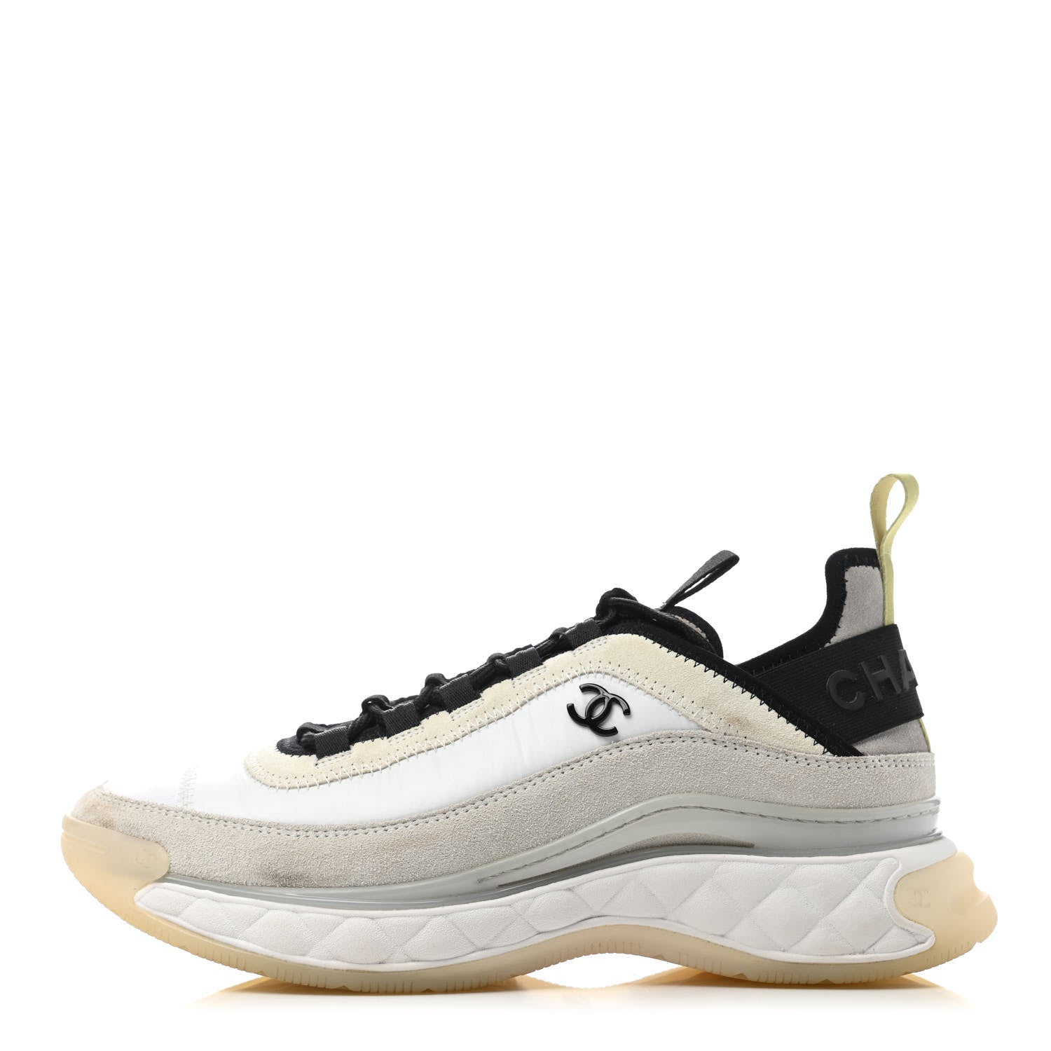 Chanel Velvet Calfskin Mixed Fibers CC Sneakers 39 Ivory Black 1 of 4