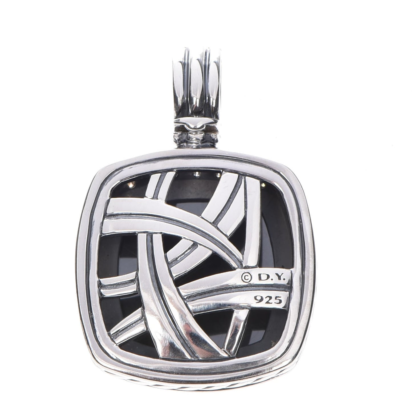 Sterling Silver Diamond Hematite 17mm Albion Enhancer Pendant