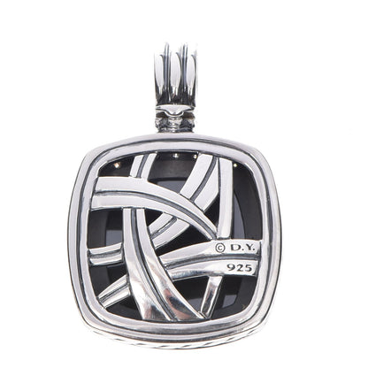 David Yurman Sterling Silver Diamond Hematite 17mm Albion Enhancer Pendant 3 of 4