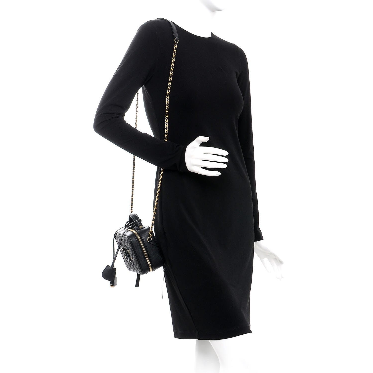 Chanel Caviar Quilted Small CC Filigree Vanity Case Black 2 of 9