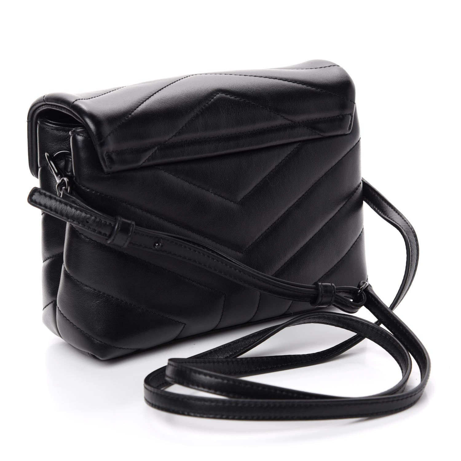 Saint Laurent Calfskin Y Quilted Monogram Toy Loulou Crossbody Bag Black 3 of 12
