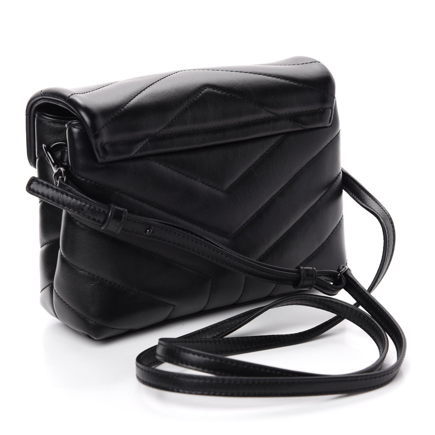 Calfskin Y Quilted Monogram Toy Loulou Crossbody Bag Black