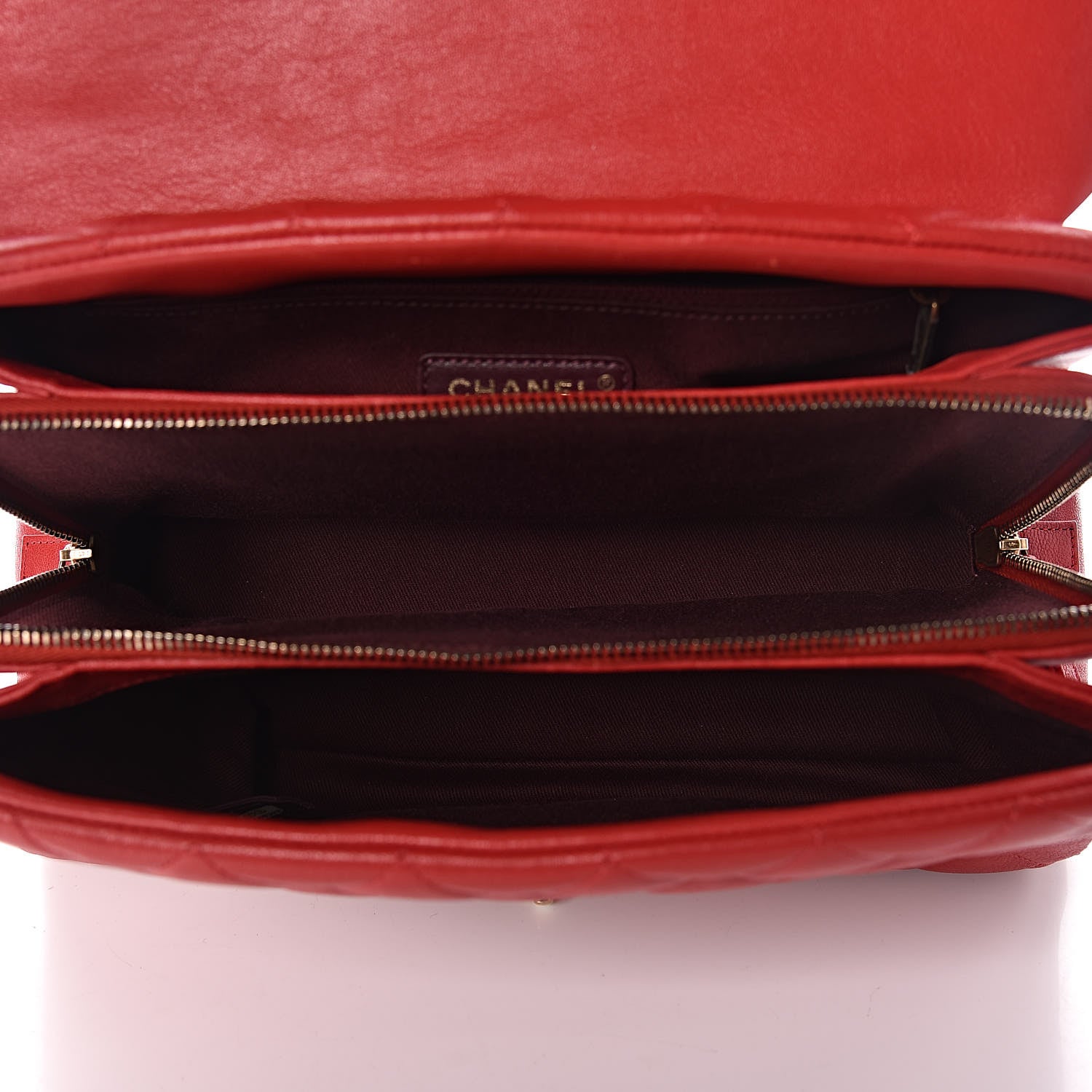 Chanel Shiny Sheepskin Quilted Large Trapezio Flap Red 7 of 15