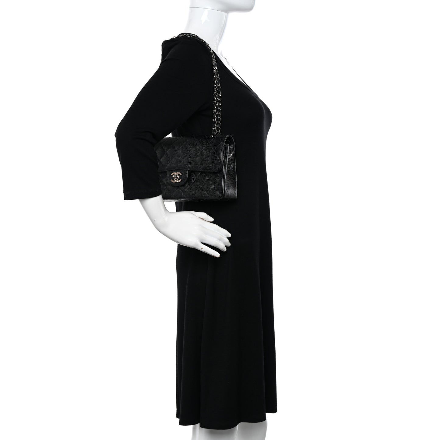 Caviar Quilted Small Double Flap Black