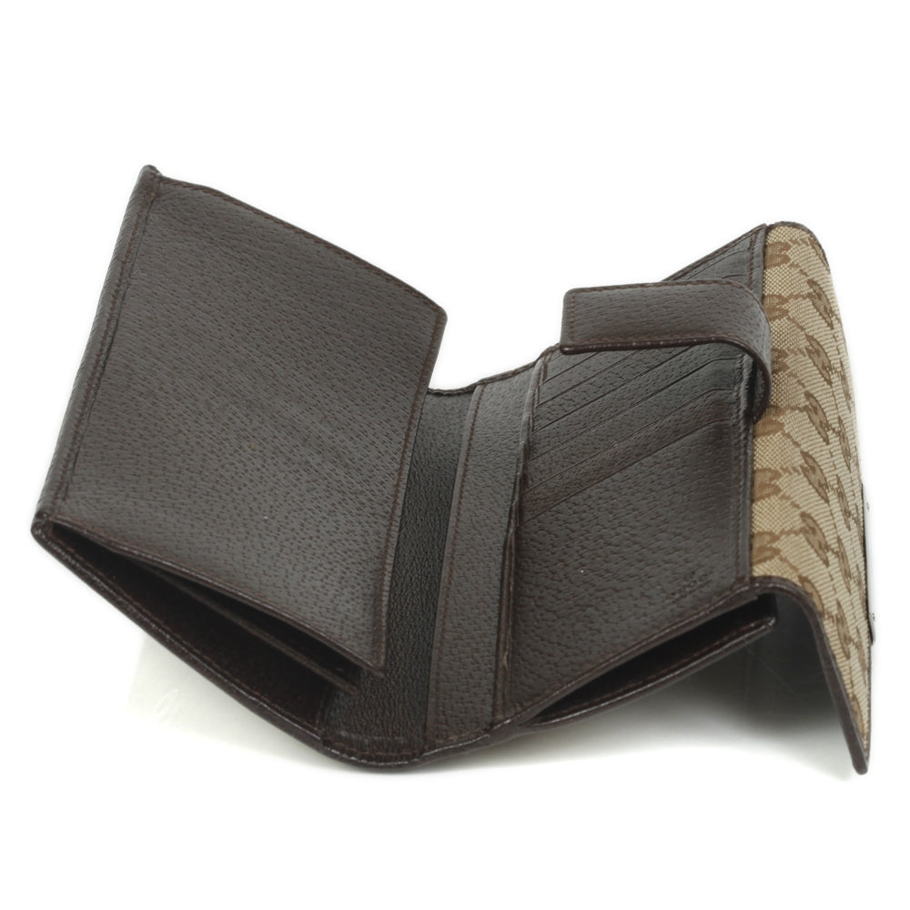 Gucci Monogram Metal Bar Continental Flap Wallet Beige Ebony Dark Brown 9 of 14