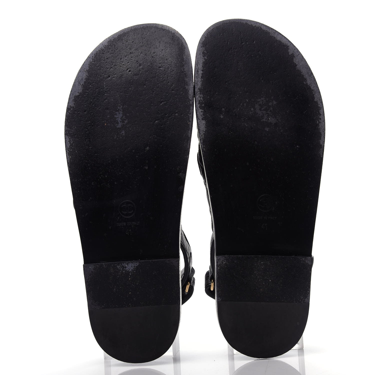 Chanel Grained Calfskin Velcro Dad Sandals 41 Black 6 of 11