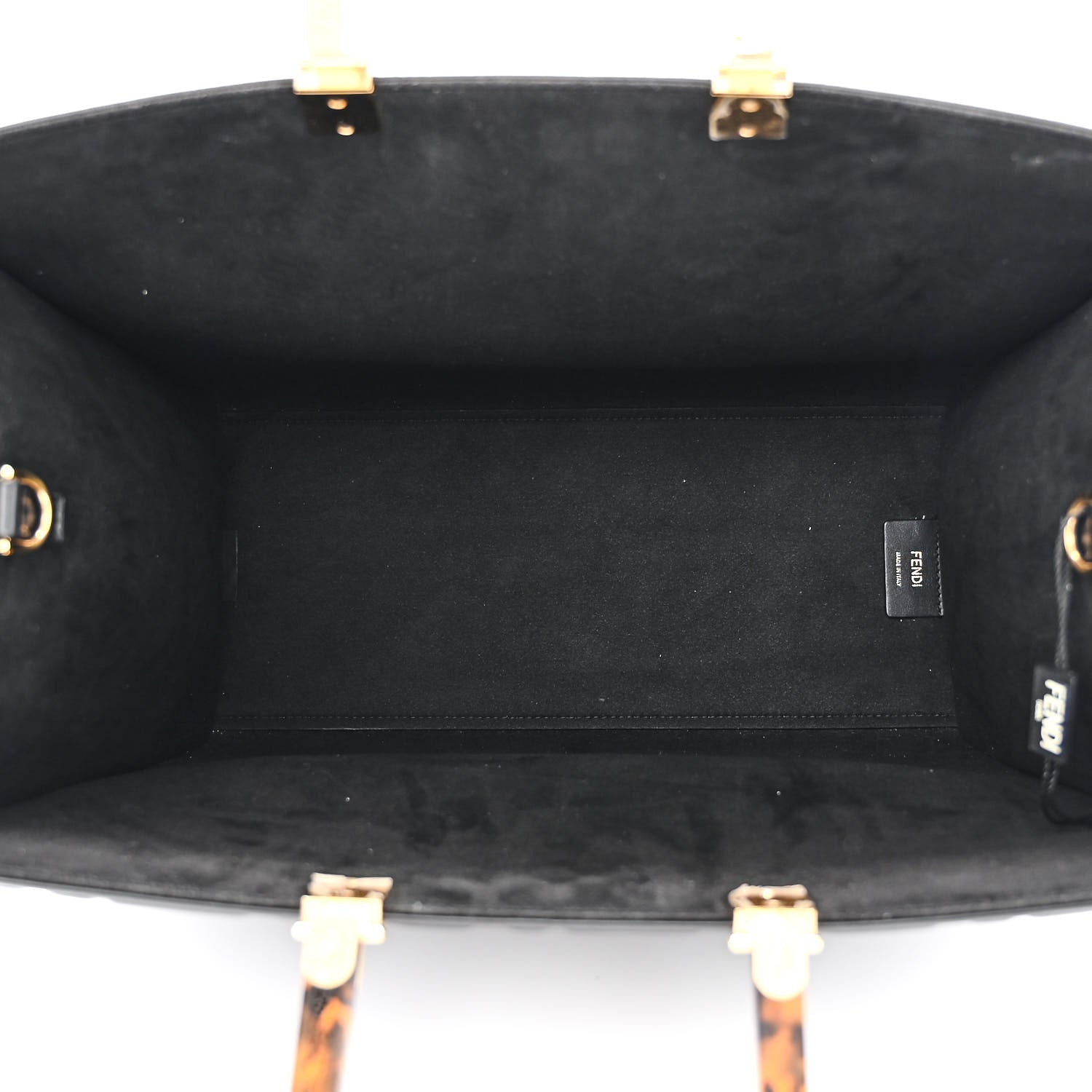 Fendi Vitello Plexiglass FF Embossed Medium Fendi Sunshine Shopper Tote Black 5 of 10