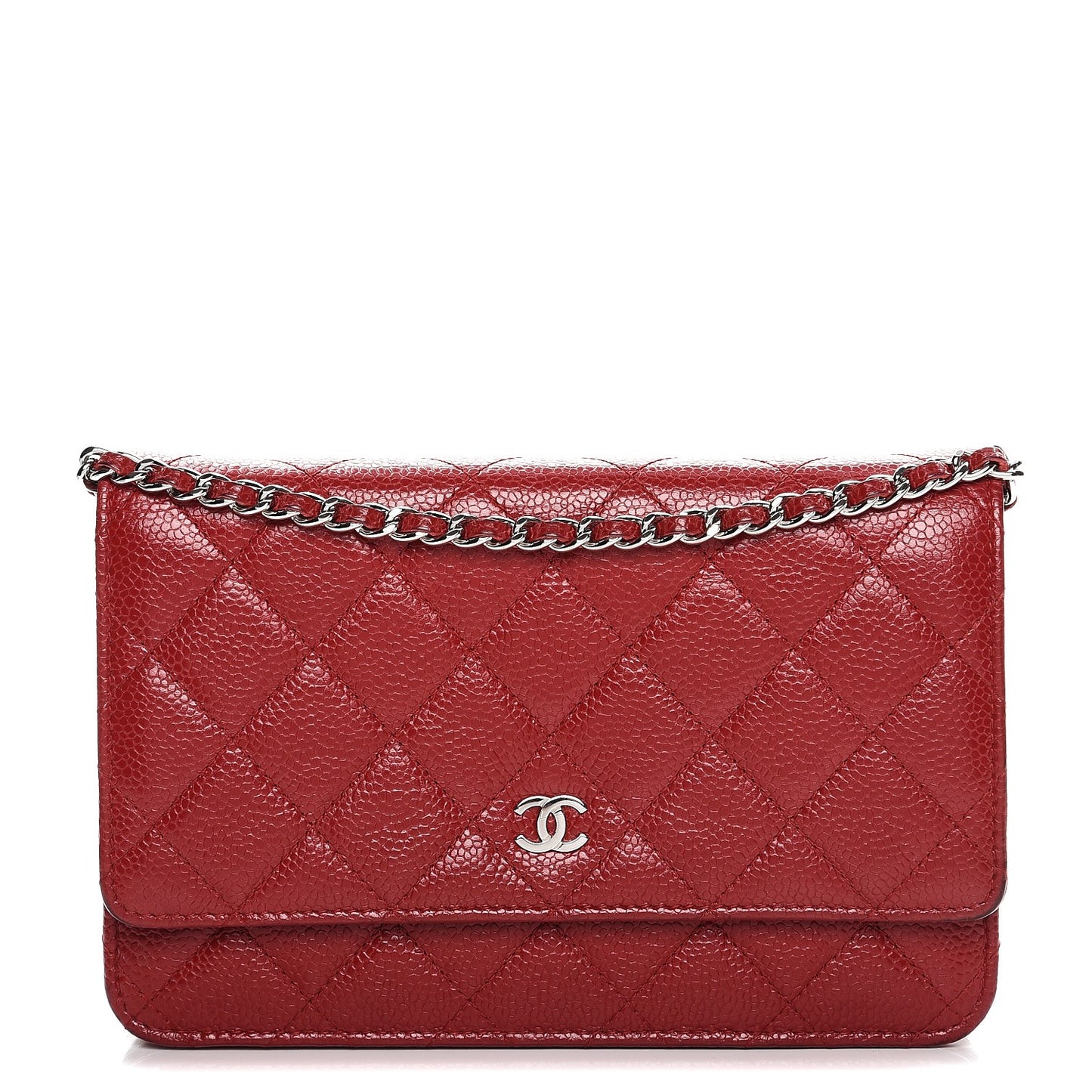Caviar Quilted Wallet On Chain WOC Red