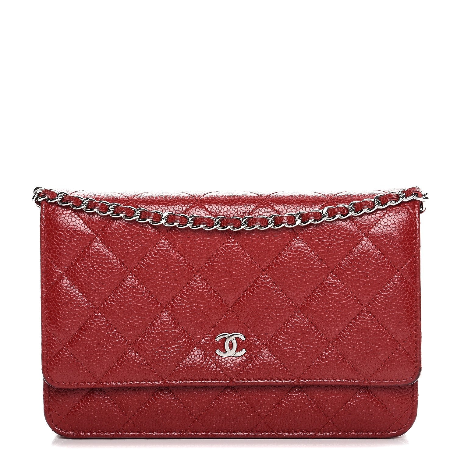 Chanel Caviar Quilted Wallet On Chain WOC Red 1 of 12