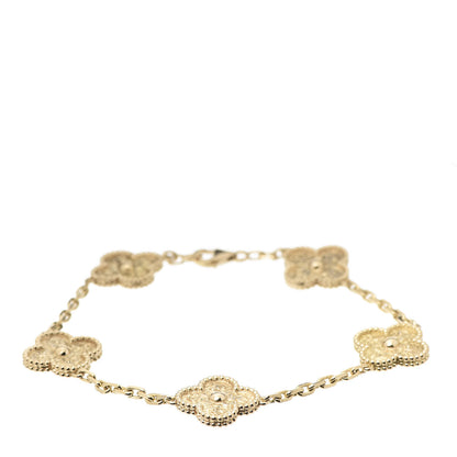 Van Cleef & Arpels 18K Yellow Gold 5 Motifs Vintage Alhambra Bracelet 1 of 7