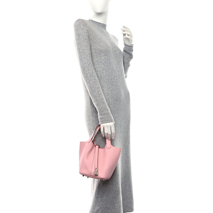 Hermes Taurillon Clemence Picotin Lock 18 PM Rose Sakura 2 of 10