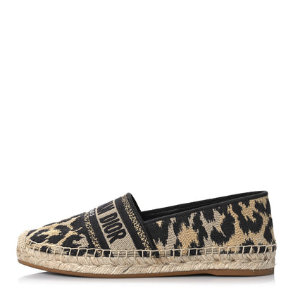 Christian Dior Cotton Embroidered Leopard Print Granville Espadrille 36.5 Natural 1 of 11