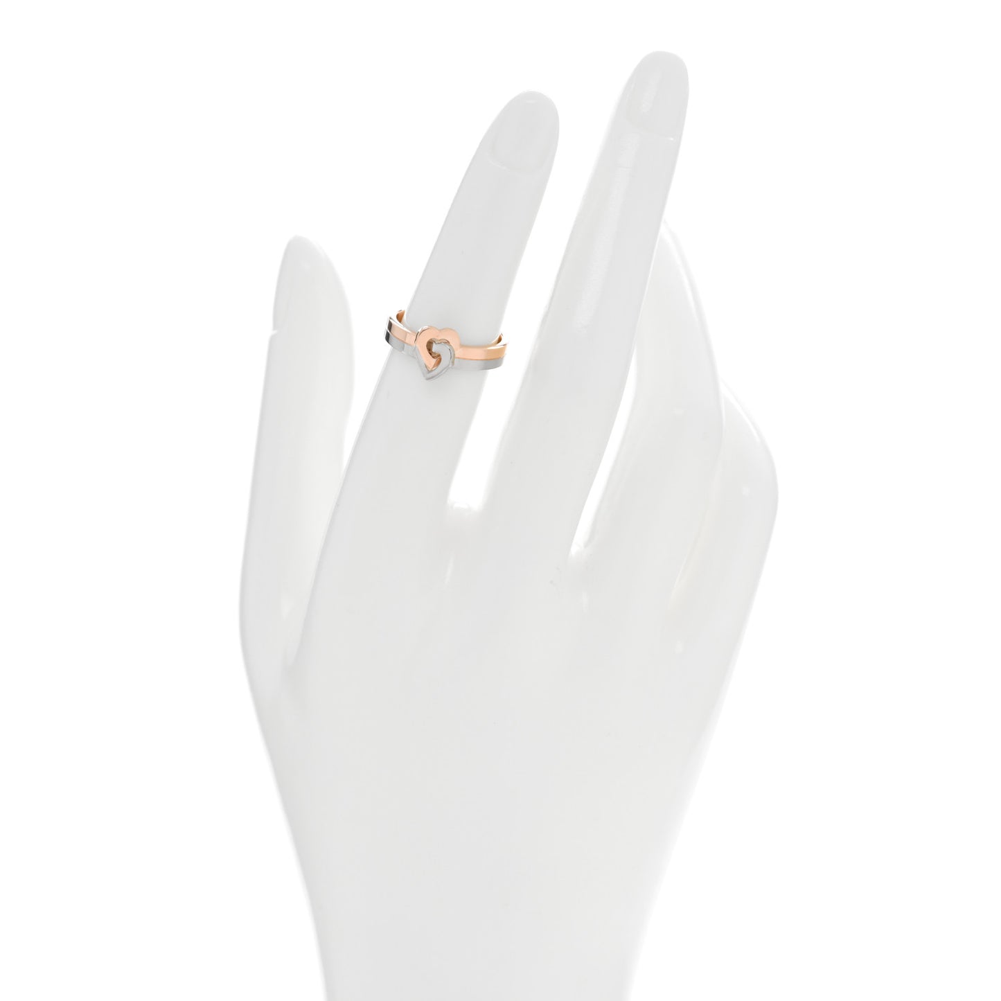 18K White Pink Gold Double Heart Ring 50 5.25