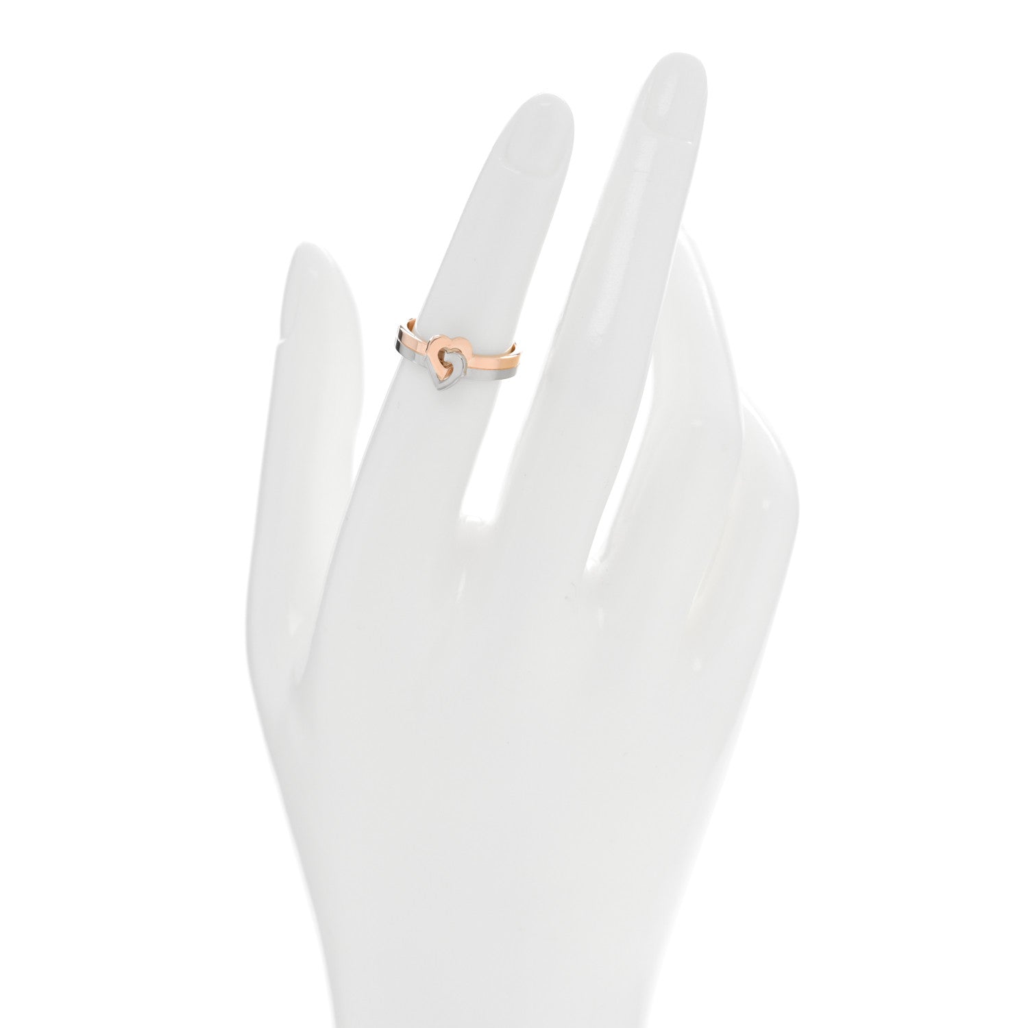 Cartier 18K White Pink Gold Double Heart Ring 50 5.25 2 of 4