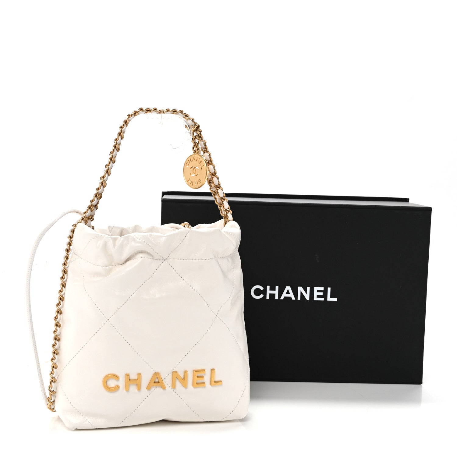 Chanel Shiny Calfskin Quilted Mini Chanel 22 White 1890424
