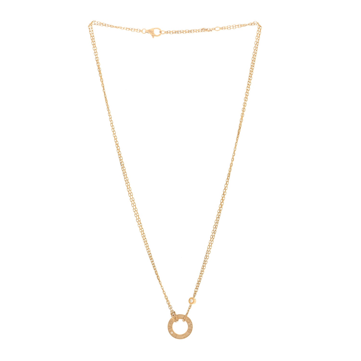 Cartier 18K Yellow Gold 2 Diamond LOVE Necklace 3 of 4