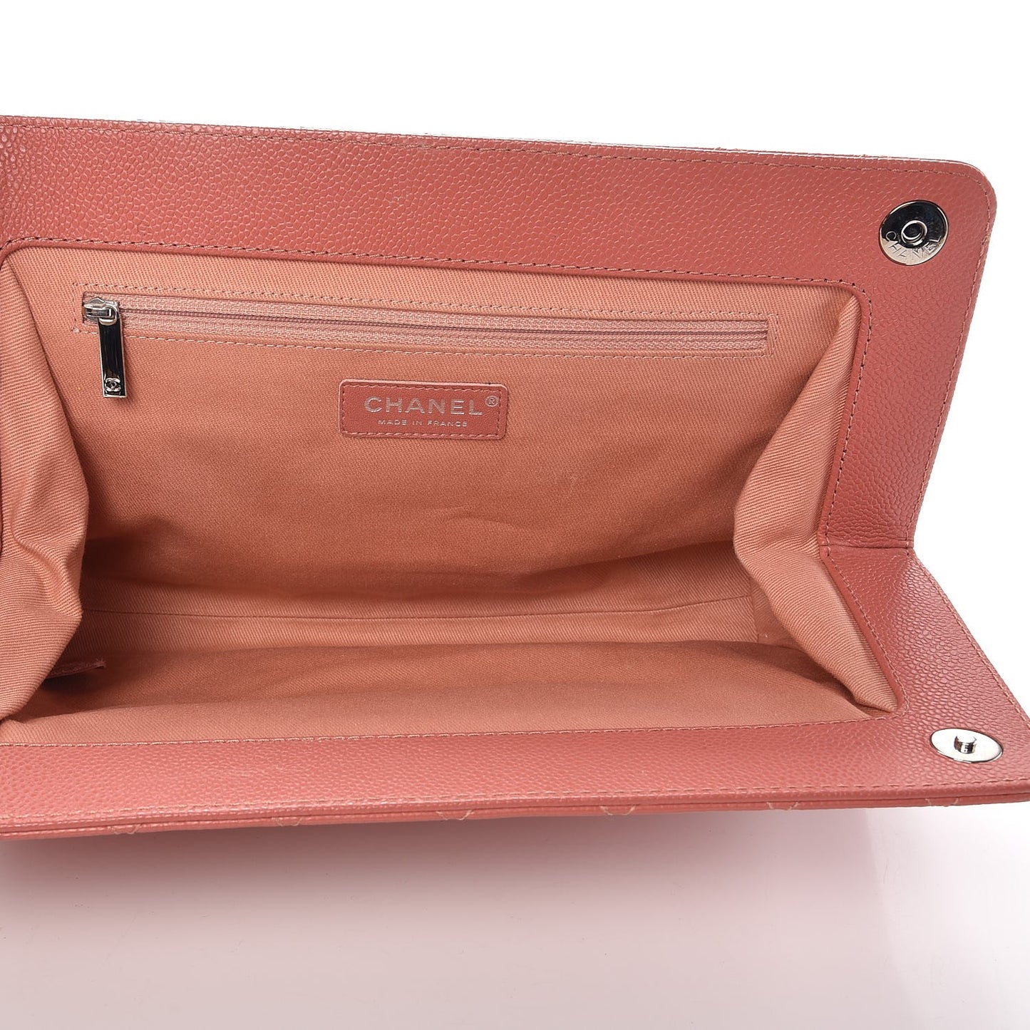 Caviar Quilted CC Large Clutch Coral