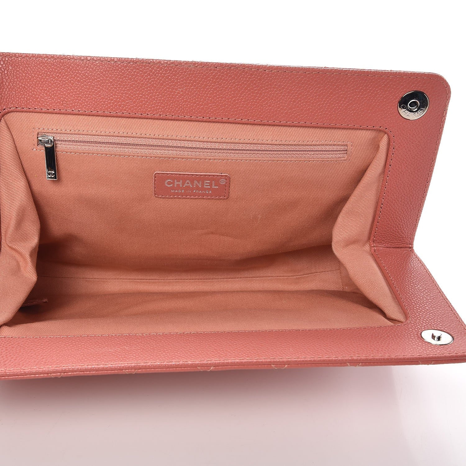 Chanel Caviar Quilted CC Large Clutch Coral 5 of 9