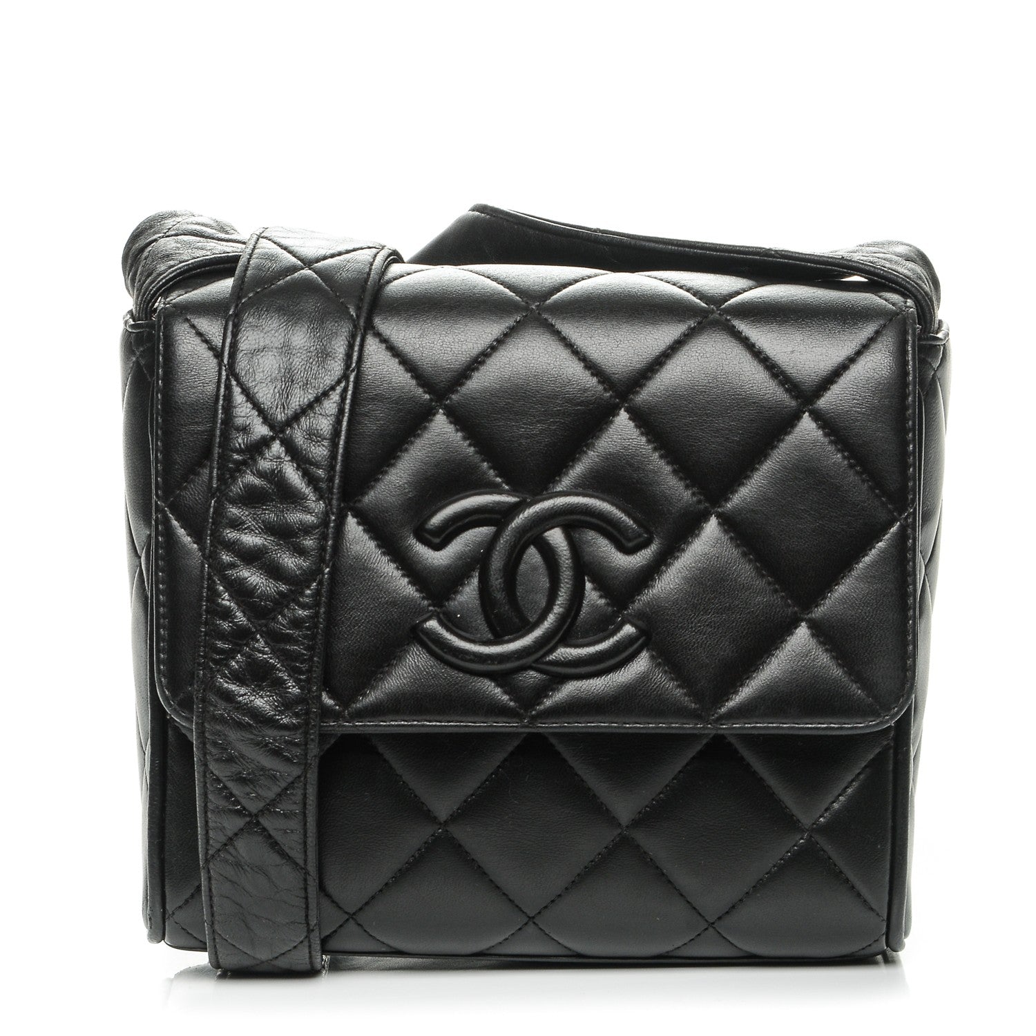 Chanel Lambskin Quilted CC Flap Shoulder Bag Black 1 of 8