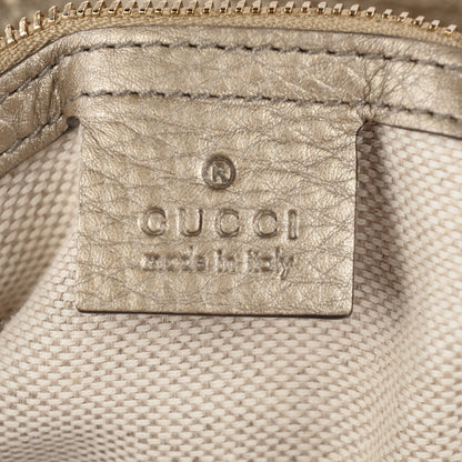 Gucci Metallic Cellarius Calfskin Small Soho Top Handle Satchel Golden Beige 5 of 7