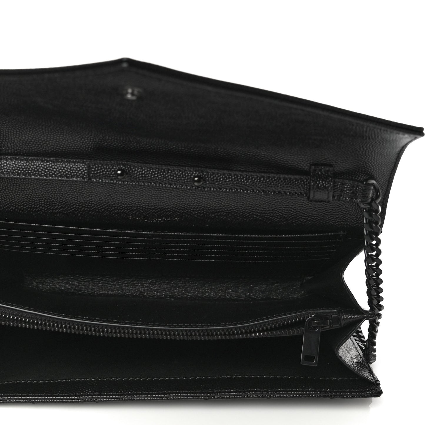 Grain De Poudre Matelasse Chevron Monogram Chain Wallet Black