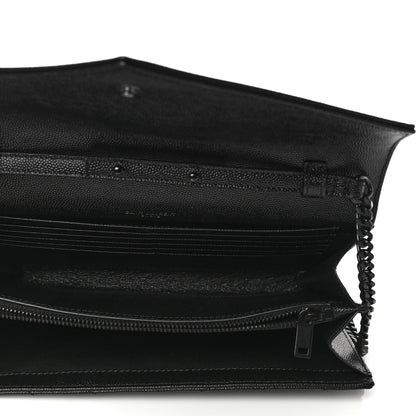 Saint Laurent Grain De Poudre Matelasse Chevron Monogram Chain Wallet Black 5 of 10