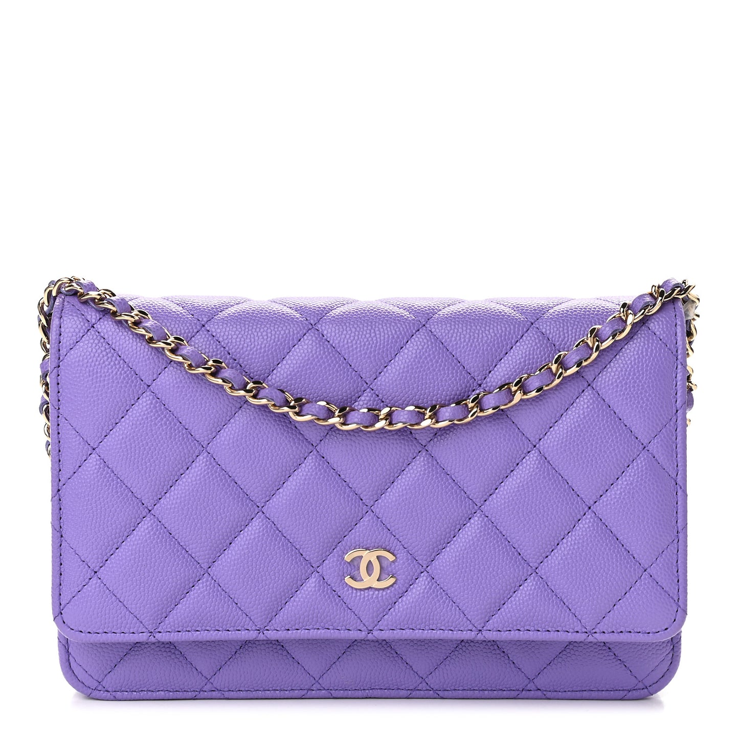 Caviar Quilted Wallet On Chain WOC Purple