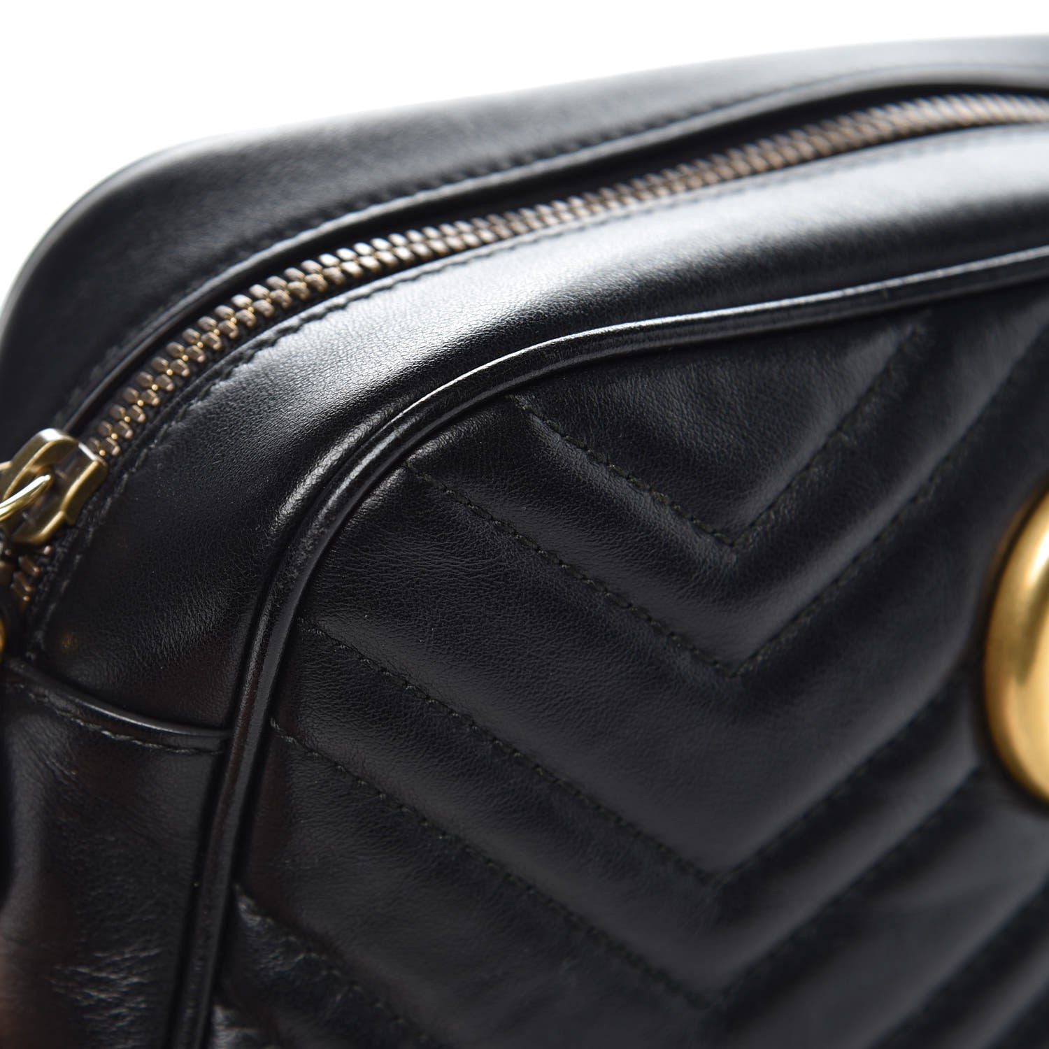 Gucci Calfskin Matelasse Small GG Marmont Chain Shoulder Bag Black 16 of 19