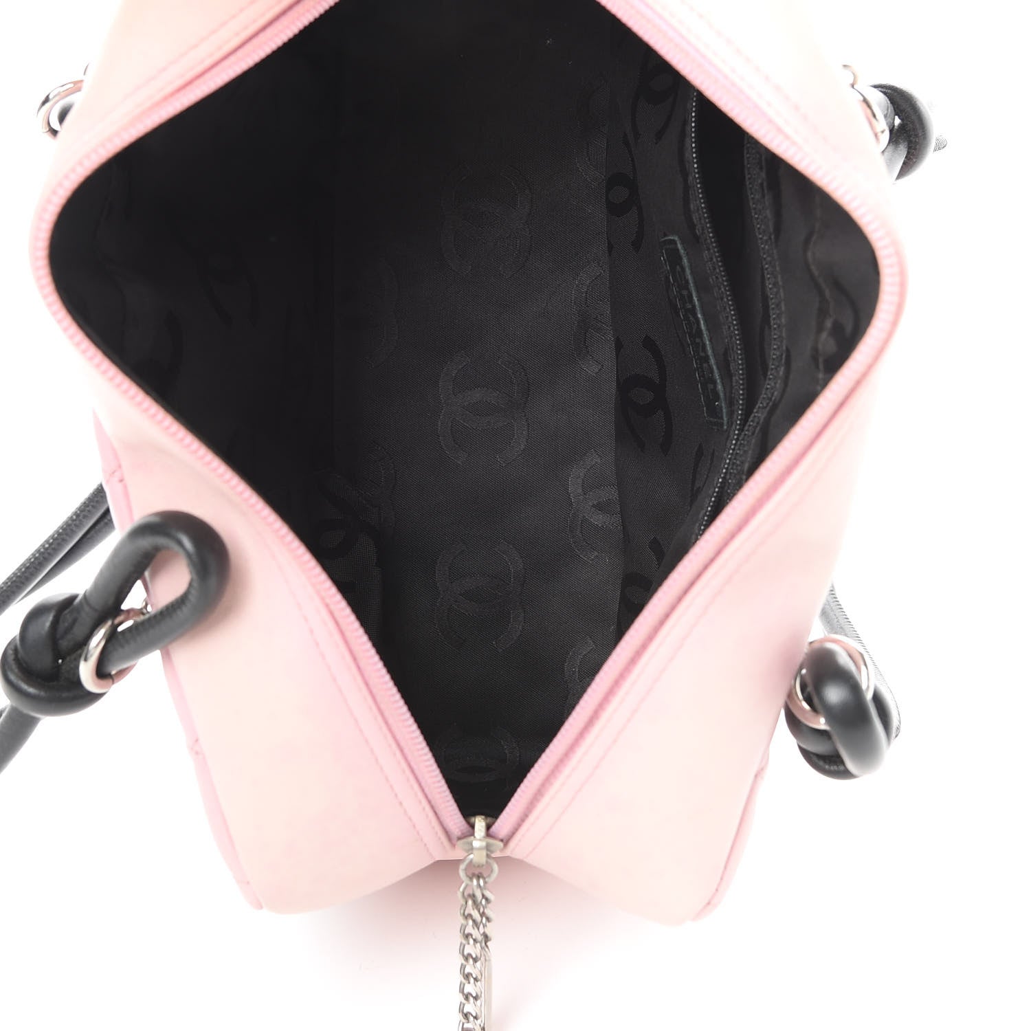 Chanel Calfskin Quilted Large Cambon Bowler Pink Black 5 of 17
