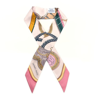 Hermes Silk Grand Apparat Twilly Rose Nacre Gold Anthracite 1 of 3