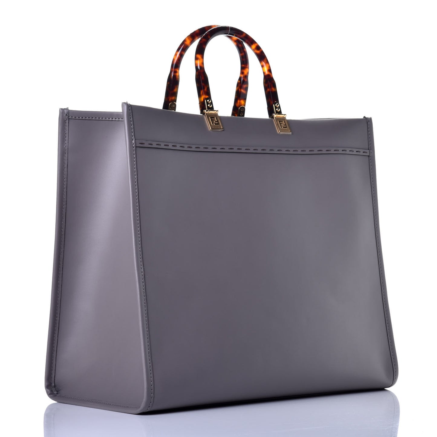 Vitello King Plexiglass Logo Embossed Large Fendi Sunshine Shopper Tote Moon