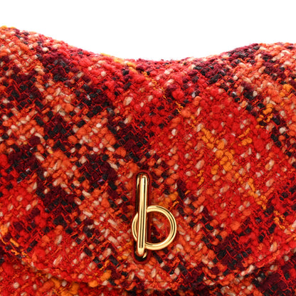 Burberry Tweed Check Medium Rocking Horse Crossbody Red Black 8 of 10