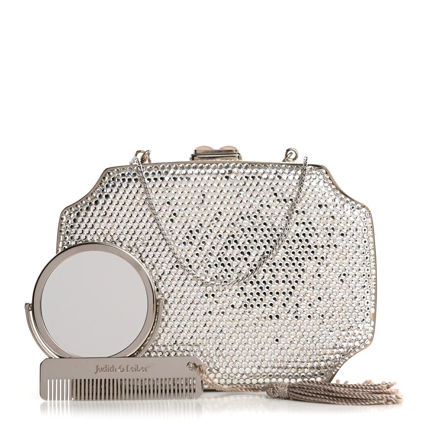 Swarovski Crystal Minaudiere Clutch Silver