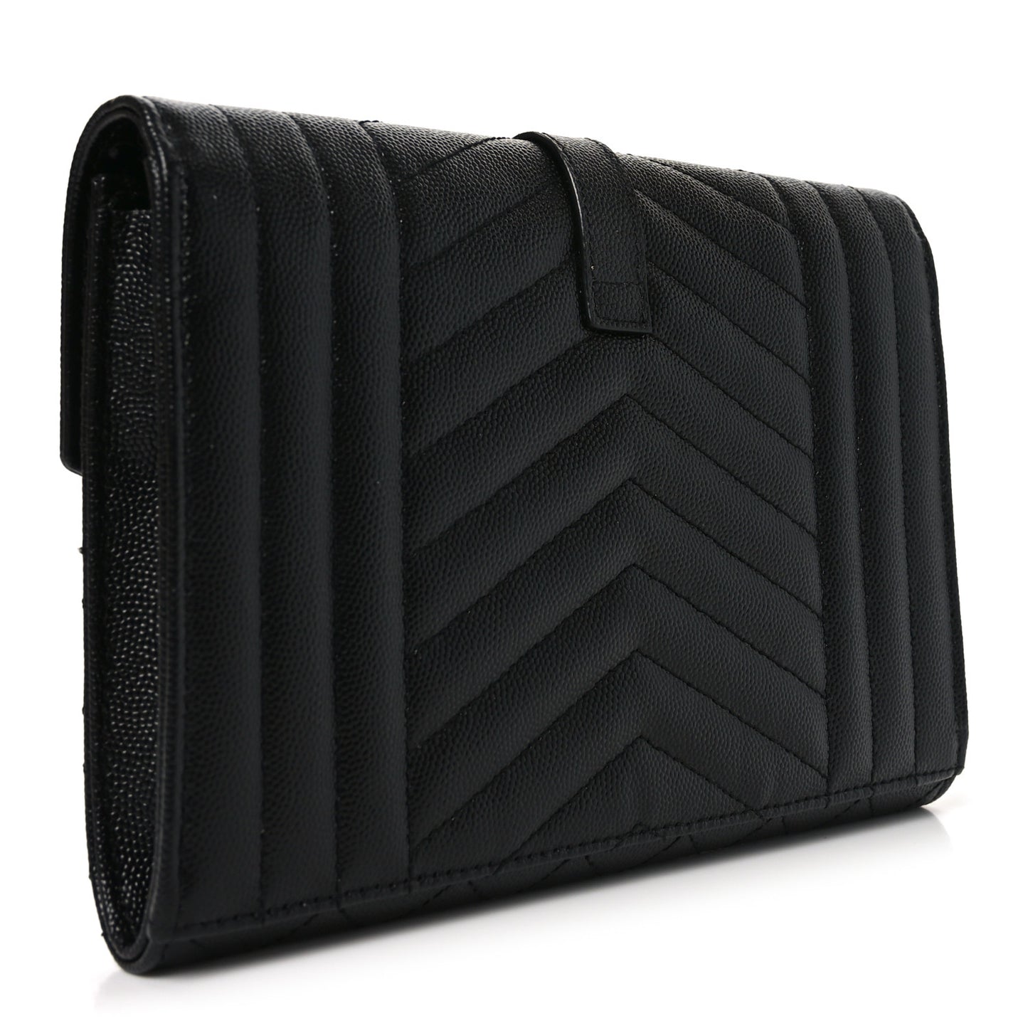 Grain De Poudre Textured Mixed Matelasse Triquilt Monogram Clutch Black