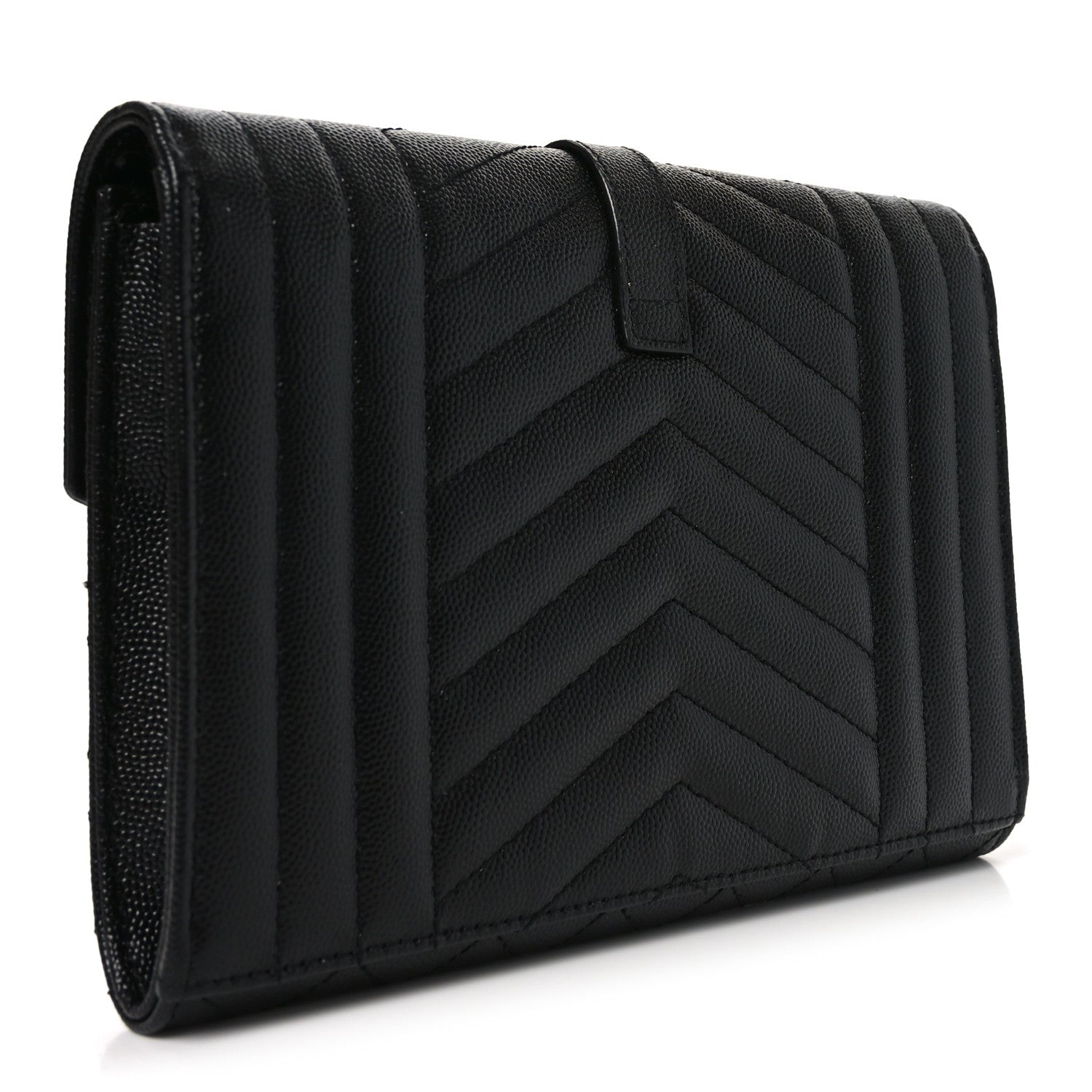 Saint Laurent Grain De Poudre Textured Mixed Matelasse Triquilt Monogram Clutch Black 3 of 10
